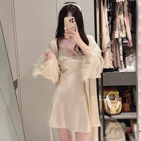 New Spring/Summer 2024 mulberry silk strappy nightgown for women, lace home wear, pajamas, backless, sexy and pure short skirt New Spring/Summer 2024 mulberry silk strappy nightgown for women, lace home wear, pajamas, backless, sexy and pure short skirt